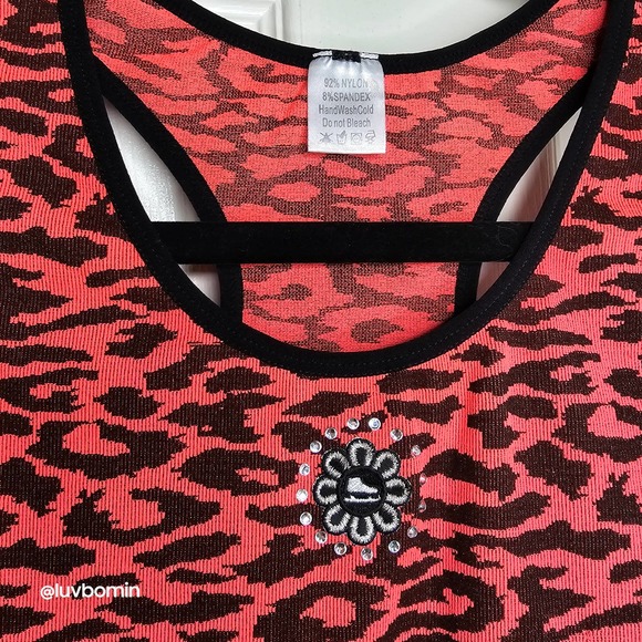 Ice Skate Orange Animal Print Tank Top XS/S Women's Figure Skating - Picture 2 of 3